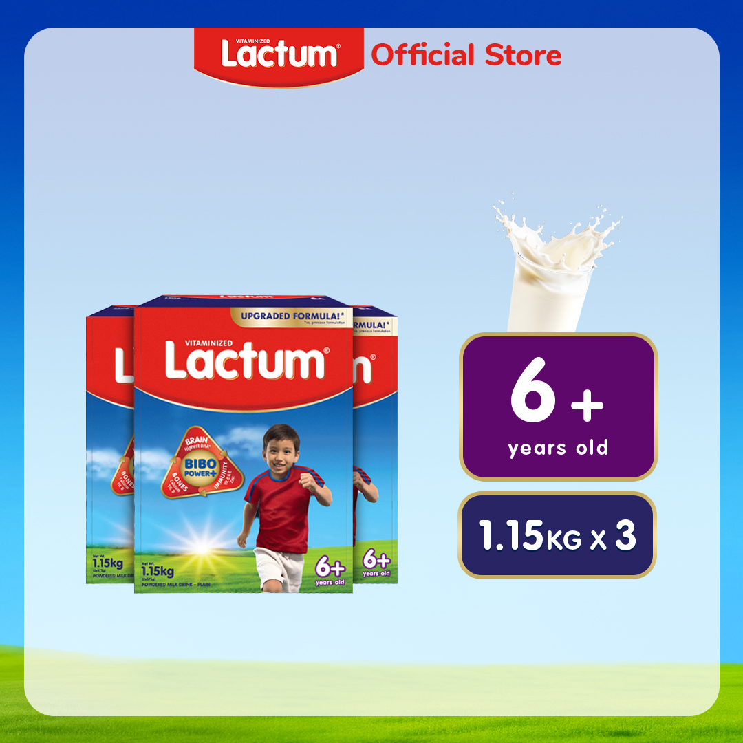 Lactum 6+ Plain Powdered Milk Drink for Children 6 Years Old and Above 3.4kg (1.15kg x 3)