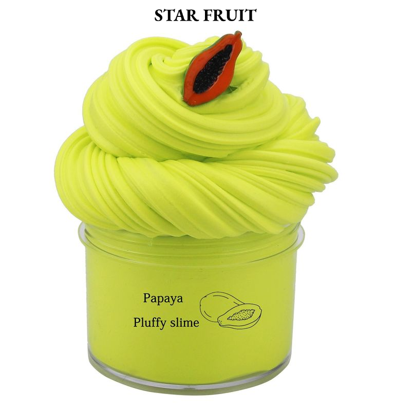 STAR FRUIT⭐ Papaya Fluffy Slime DIY Play Dough Soft Stretchy Sensory Toy for Kids Creative Fun ราคา 38 บาท*ส่งฟรี