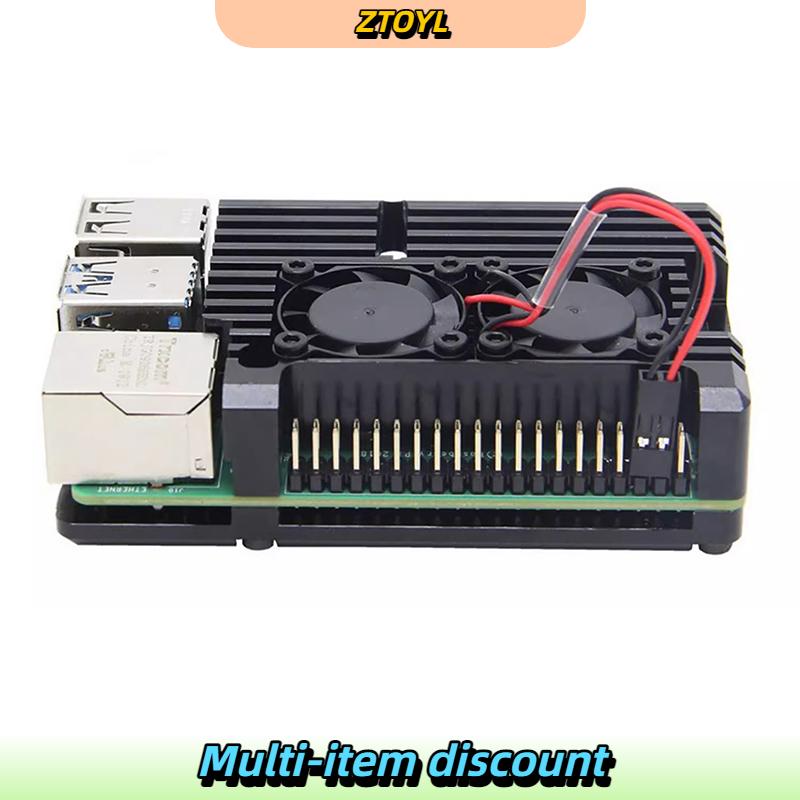 ZTOYL Raspberry Pi 4เคสอลูมิเนียมมี ไม่มีพัดลมระบายความร้อนแบบคู่กรอบโลหะสีดำสำหรับ4B Rpi Raspberry Pi ราคา 150 บาท*ส่งฟรี