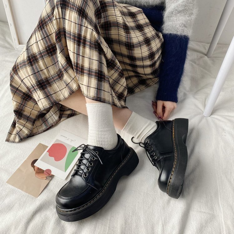 Giày Oxford Kelly nữ da trơn cao cấp đế dày cá tính phong cách vintage