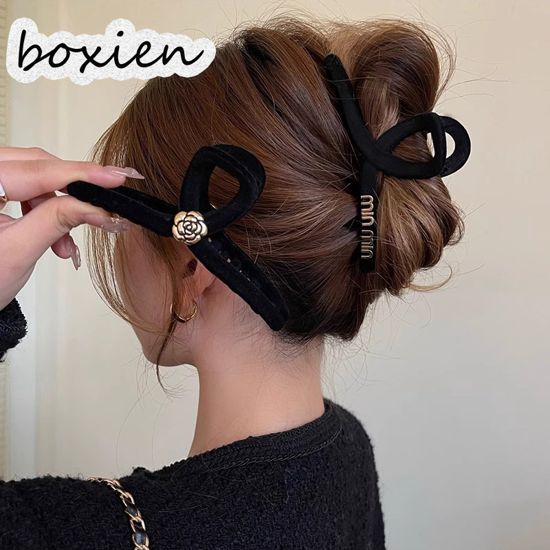 boxien กิ๊บติดผมรูปฉลามกำมะหยี่สีดำแฟชั่นสไตล์เกาหลีเหมาะกับผู้หญิง ราคา 12 บาท*ส่งฟรี