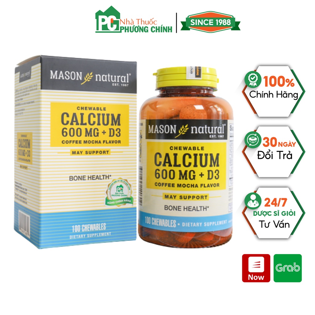 Canxi Mason Natural Calcium 600mg + D3 - Phòng Chống Loãng Xương