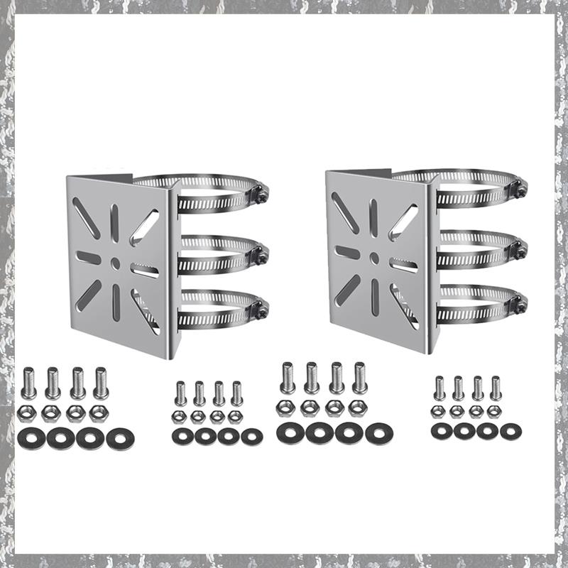2Pcs Universal Wall Mounting Bracket with 6 Loops, Stainless Steel Vertical Pole Mount Adapter for CCTV Security Camera