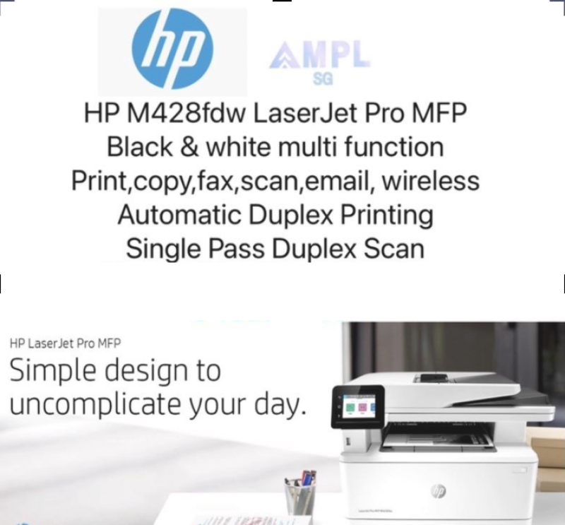 HP M428fdw LaserJet Pro MFP Printer - (Free  150 Ecapita voucher redemption) - Print Copy Fax Scan Email Wireless Singapore