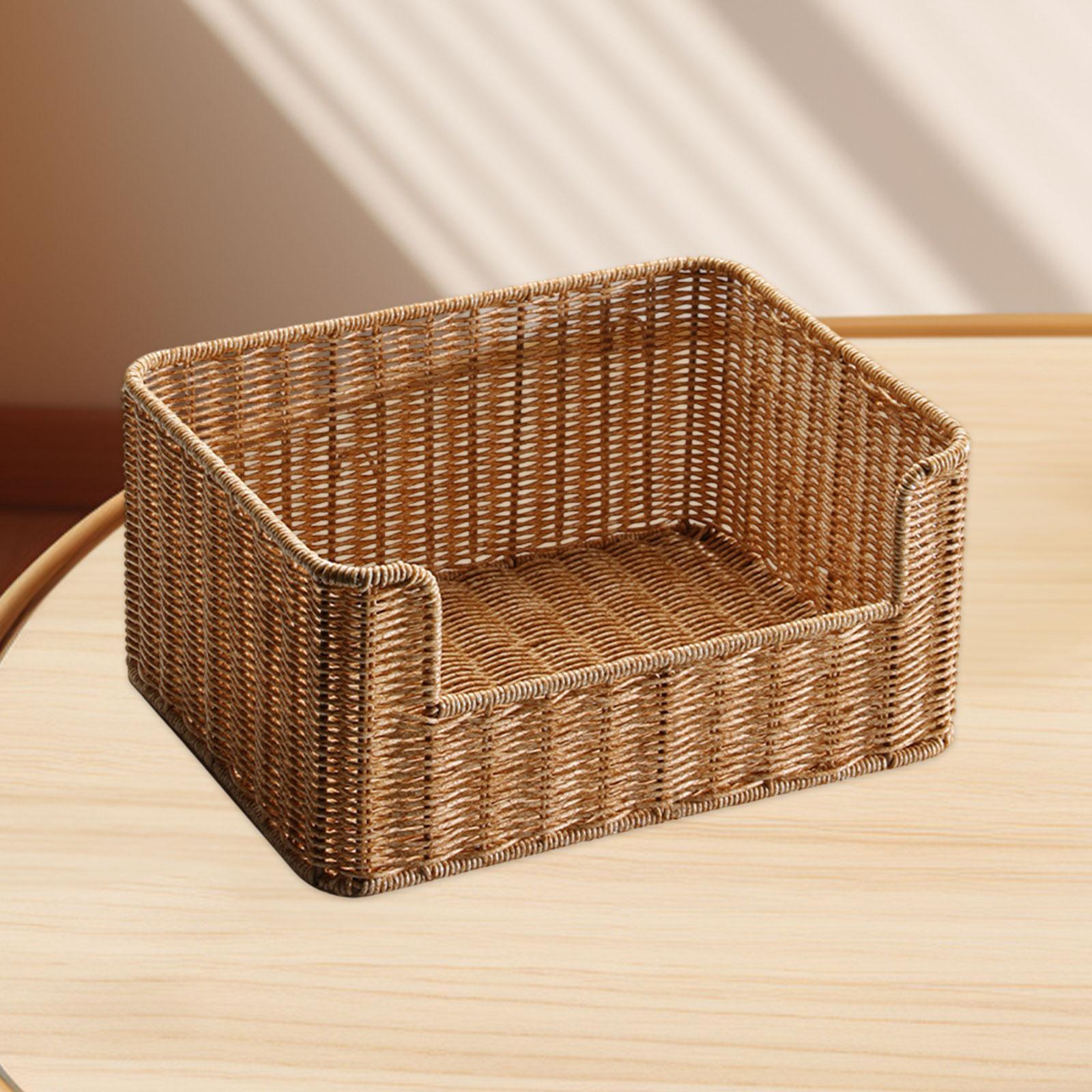 Loviver Woven Storage Basket Imitation Rattan Basket Rectangle Home Decoration Fruit Basket for Counter Living Room Pantry Home Shelf