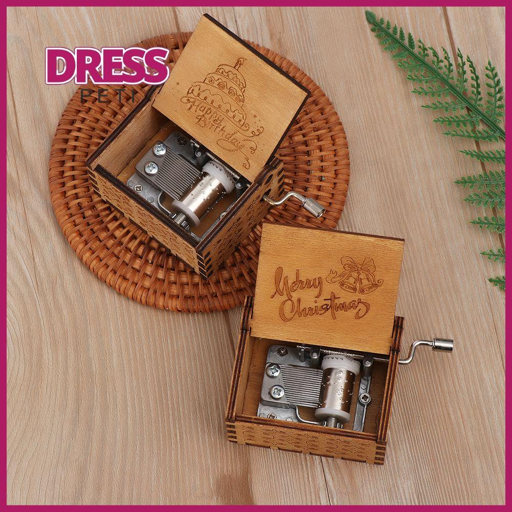 PETI DRESS Movement Kids Craft Romantic Engraved Wood Music Box Christmas