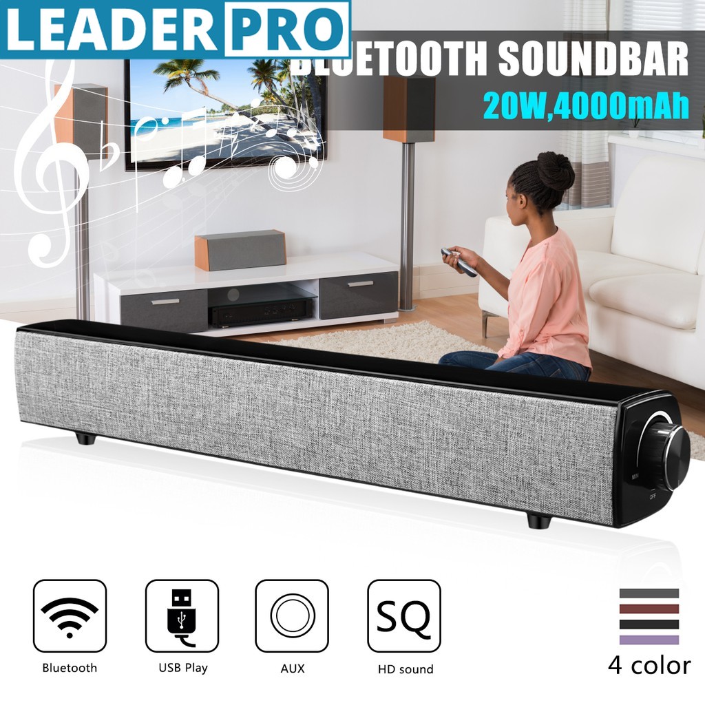 Wireless bluetooth Speaker Soundbar 20W 4000mAh Home Theater Sound Bar Bass Stereo Subwoofer USB Aux for Smartphone PC - Jenama OEM Harga 105 Ringgit*Penghantaran Percuma