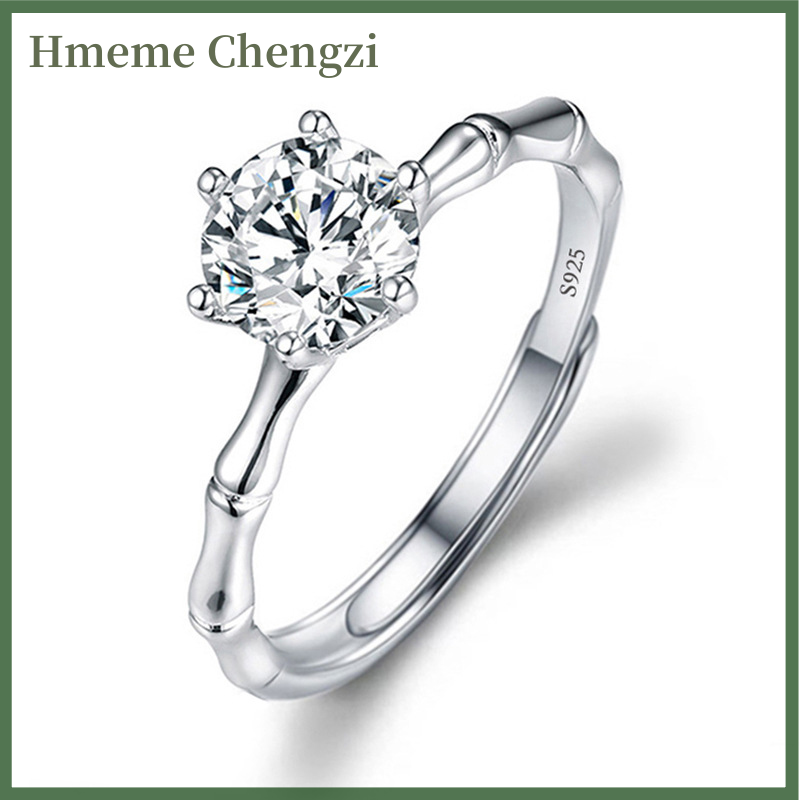 Hmeme moissanite tham gia nhẫn đeo tay dát kim cương nhẫn hở cho phụ nữ 925 Bạc LỜI HỨA đám cưới nhẫn có thể điều chỉnh đồ trang sức tinh xảo