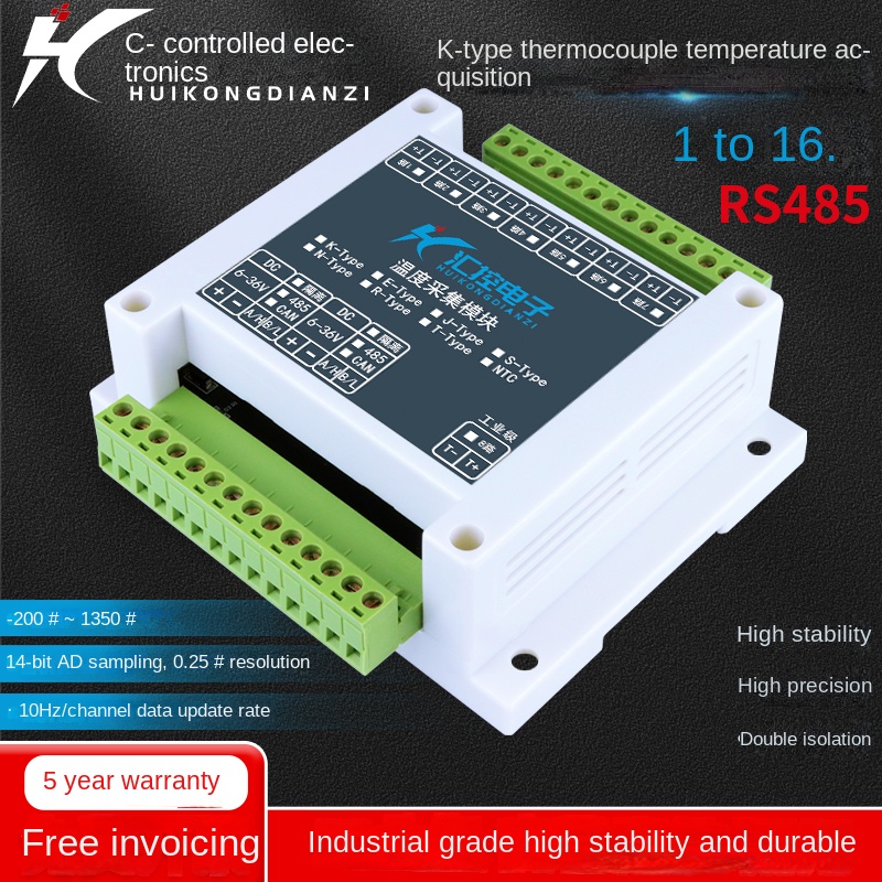 [K-type Thermocouple Module] Mô-đun Thu Thập Nhiệt Độ Thermocouple K-type | RS485 Isolated | 3-16 Kênh | Modbus Anti-Interference | Hàng Chính Hãng - 4 Chiều 【 RS485 】