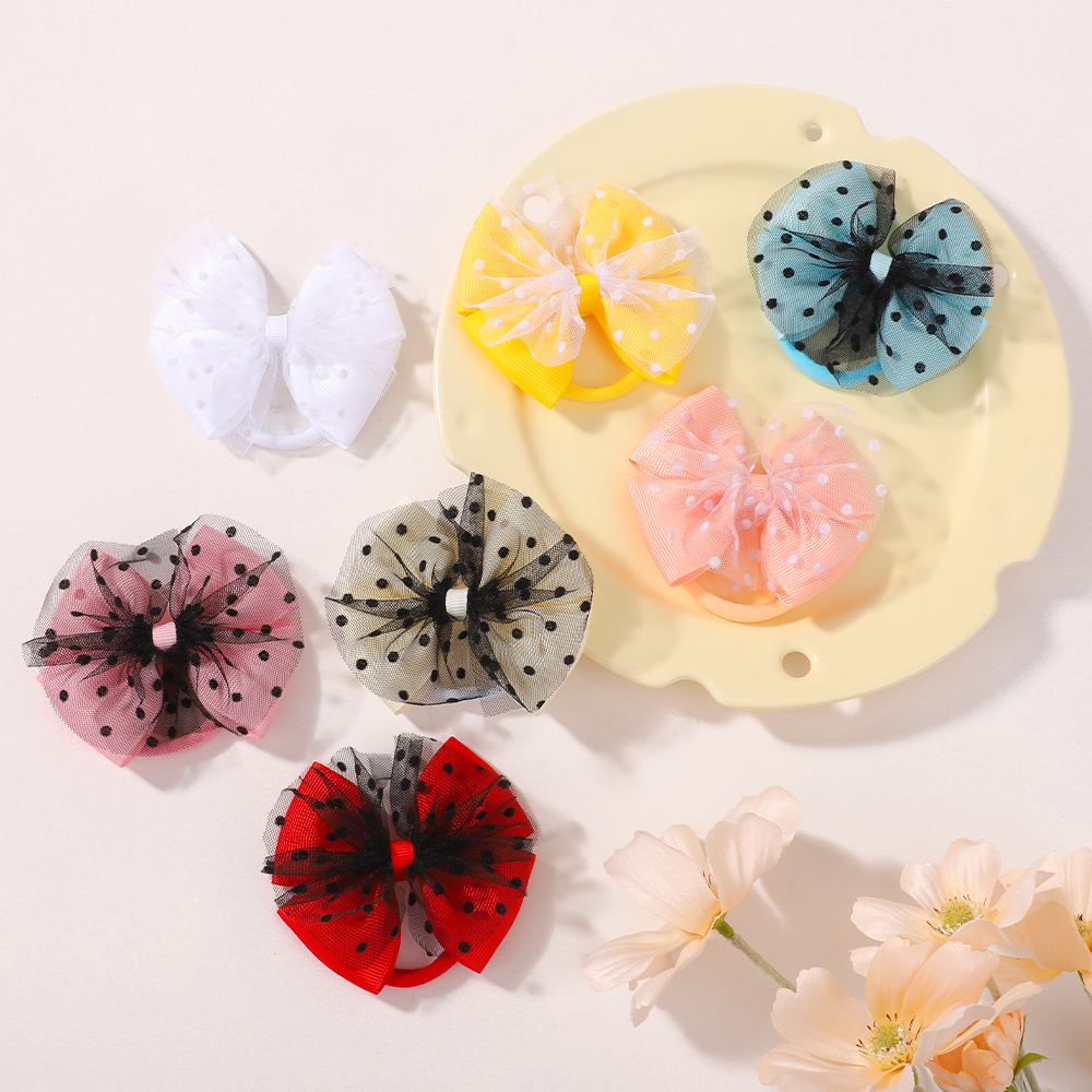 2 cái dễ thương Polka nơ chấm bi hairband trẻ sơ sinh đàn hồi nylon Headband cô gái Phụ kiện tóc cho bé hairgripes tinh tế Băng cao su