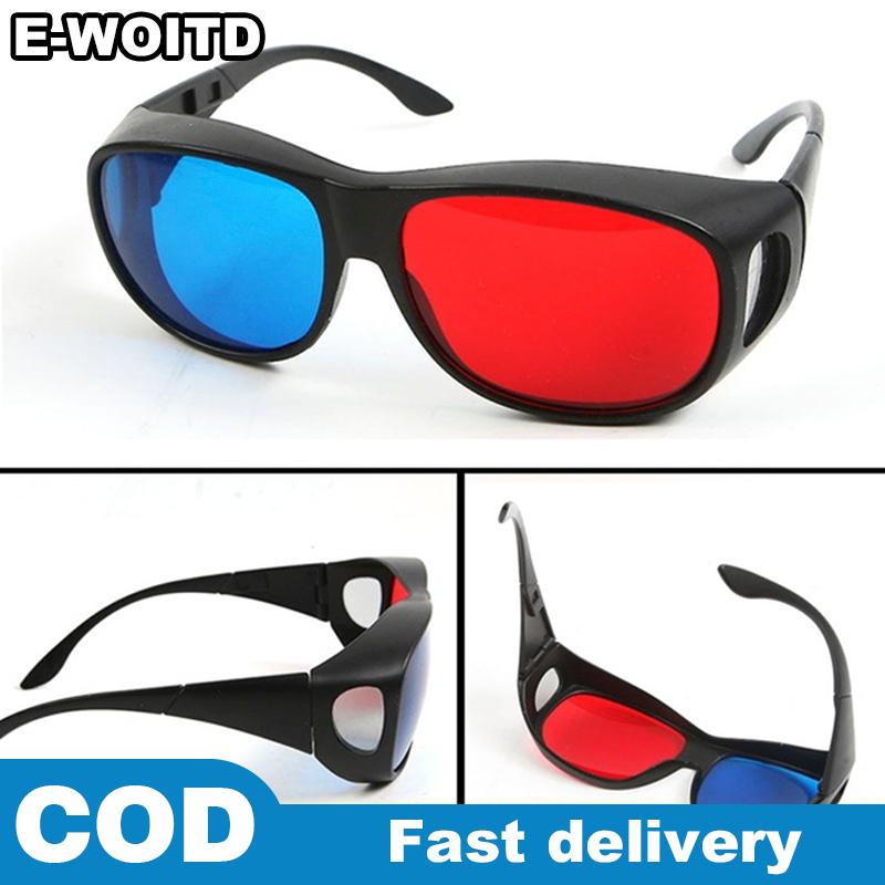 E-WOITD🔥🔥🔥 Red Blue 3D Glasses Black Frame For Dimensional Anaglyph TV Movie DVD Game Presyo  57 Piso*Libreng Shipping