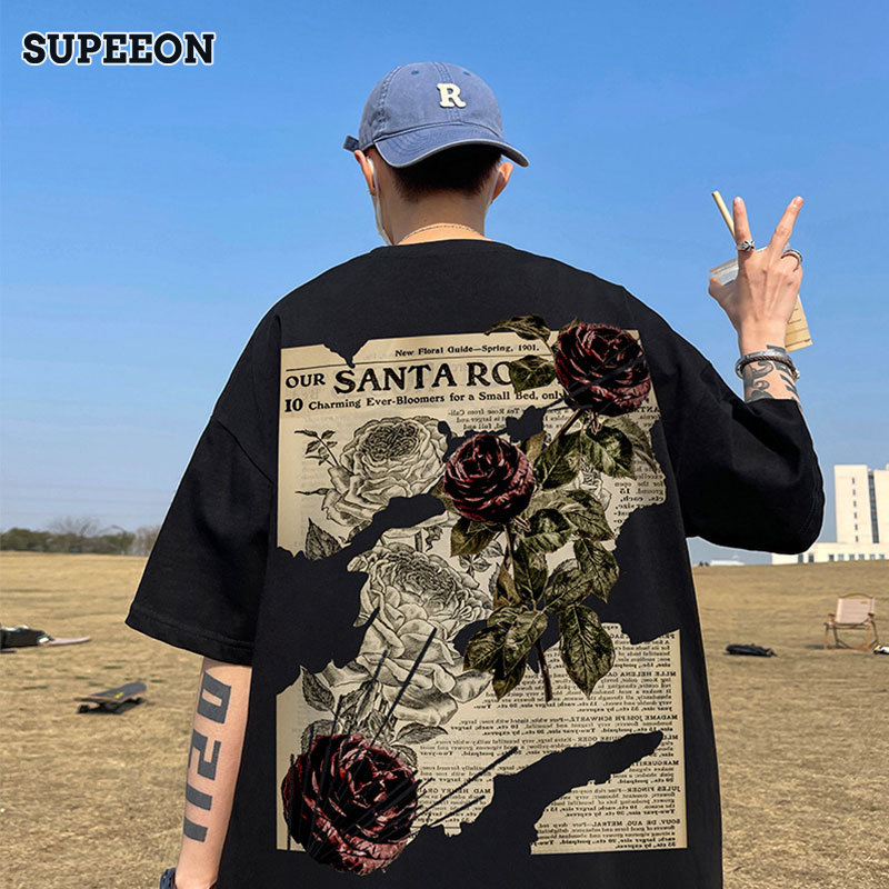 SUPEEON Men s T-shirt new trendy fashion American street printing half