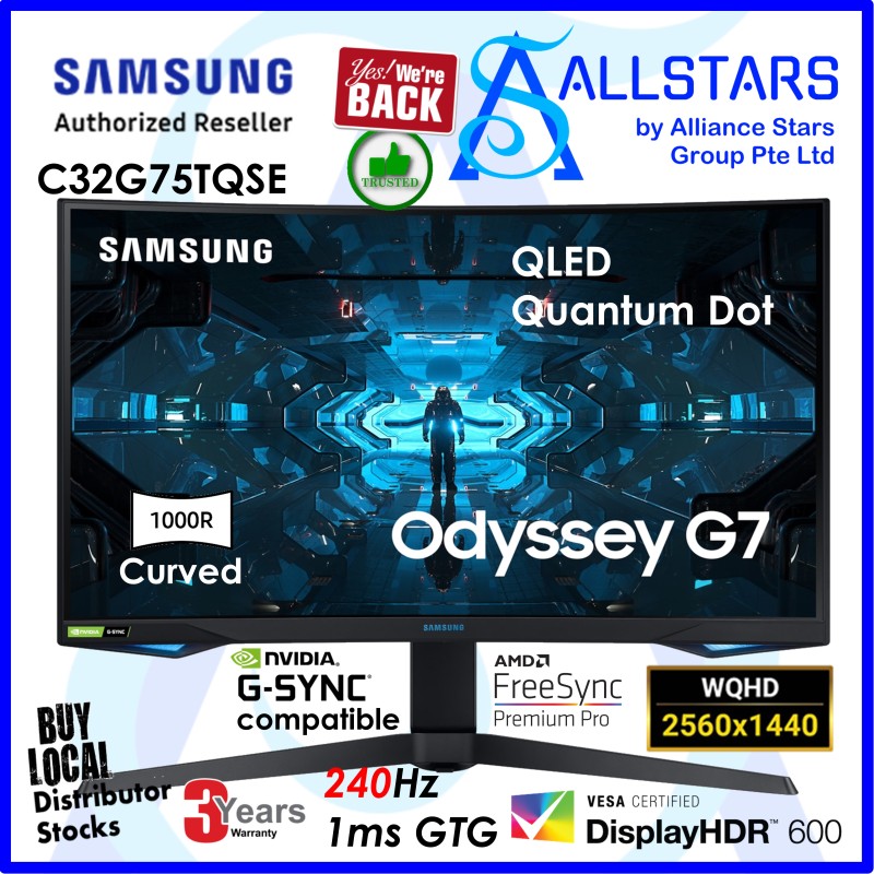 (ALLSTARS : We are Back / Screen Promo) (Next Day Delivery) Samsung Odyssey G7 C32G75TQSE / LC32G75TQSEXXS 32 inch Gaming Monitor With 1000R Curved Screen (Warranty 3years with Samsung SG) Singapore