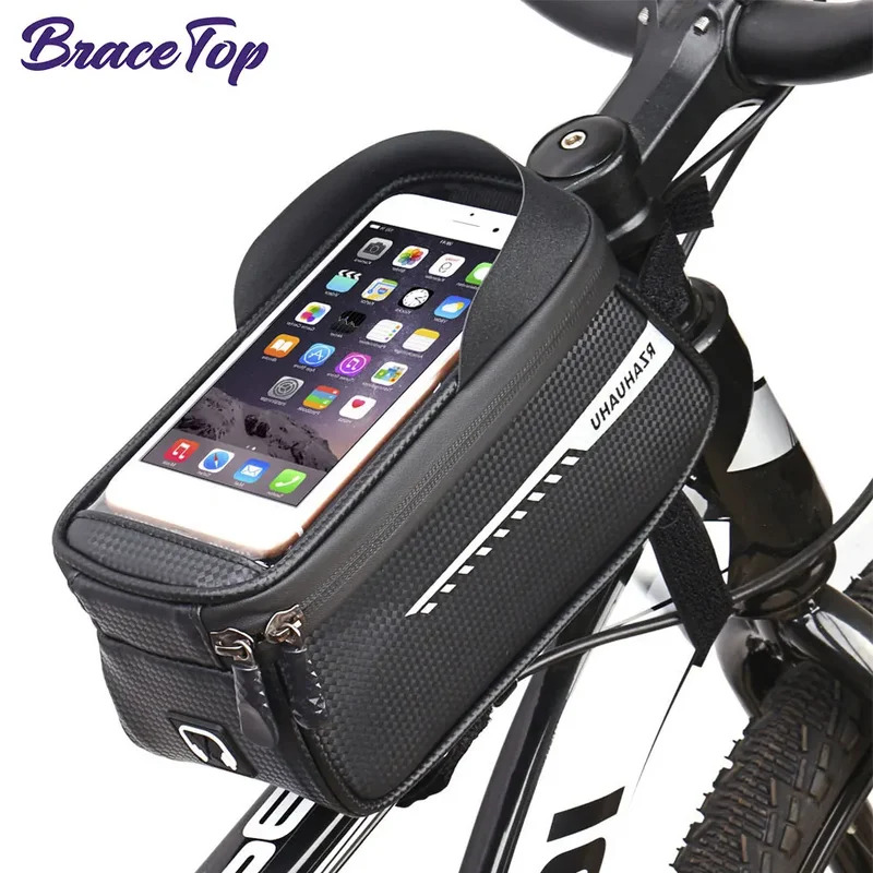1 PCs bike toptube bag with phone holder-bicycle waterproof front frame top tube cycling phone GPS mount pouch bag compatible