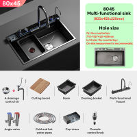 XTEN High Quality Thickened 5mm Modern Smart Double Waterfall Kitchen Sink 5 in 1 lababo Stainless Complete Set Big Single Sink