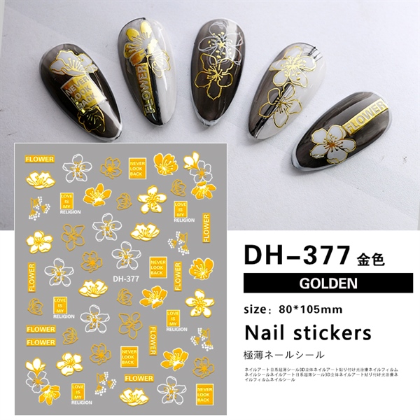 Stickers hoa dán móng dh-377 golden