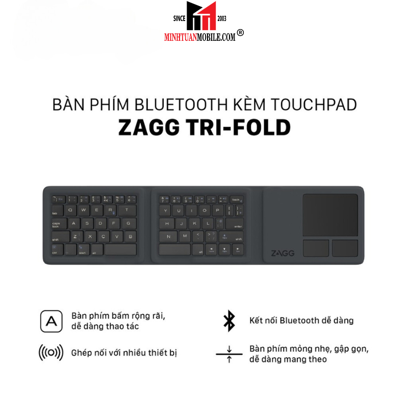 Bàn phím gập 3 ZAGG Universal Keyboards-103203612