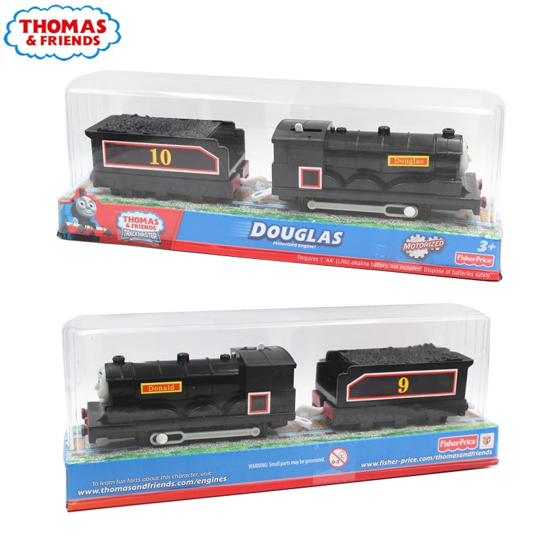 Bản gốc Thomas và bạn bè điện trackmaster đào tạo Douglas Donald thiết lập động cơ xe lửa đồ chơi đồ chơi trẻ em món quà sinh nhật