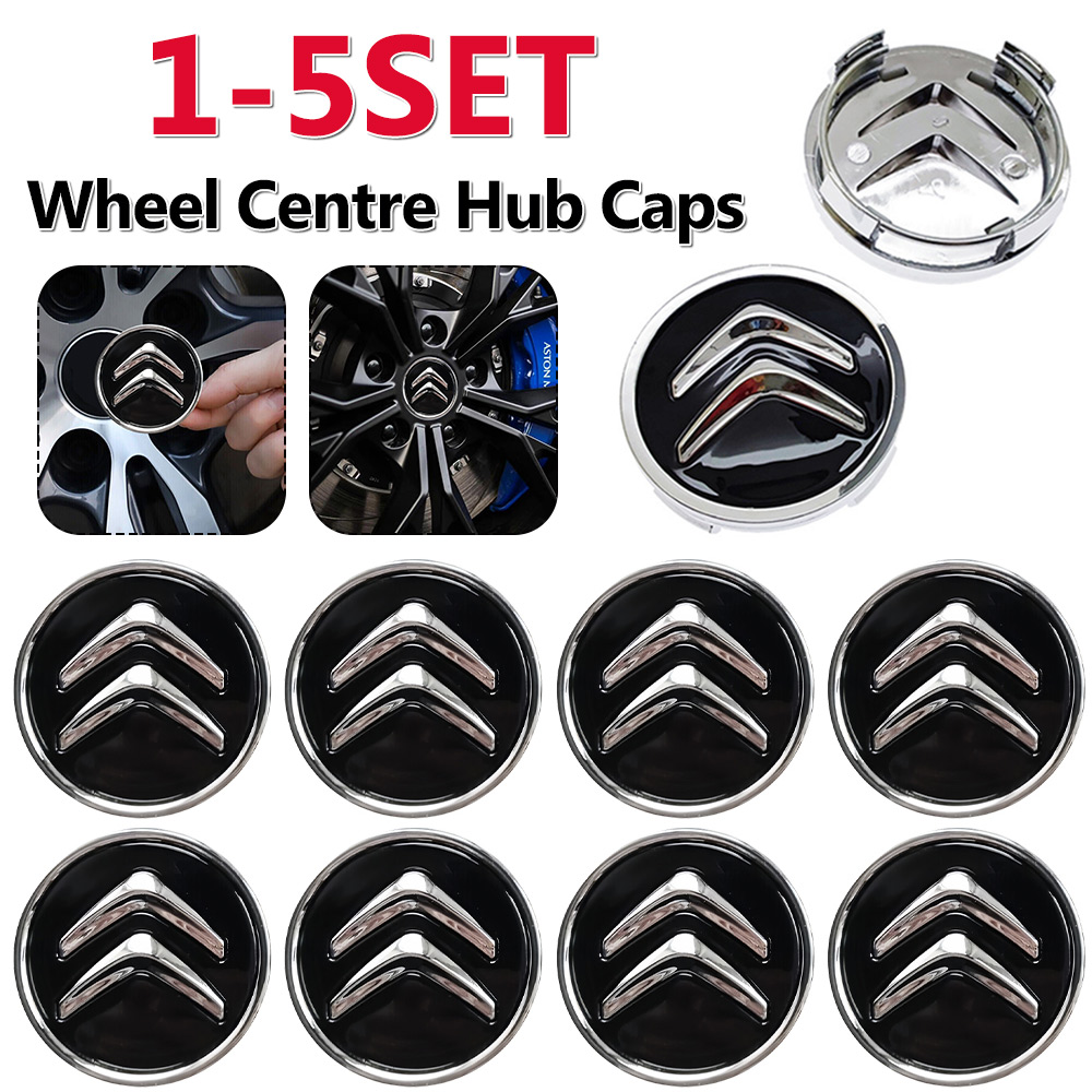 【big-discount】 1-5Set 4Pcs Wheel Centre Hub Caps Black 60MM Wheel Center Cap Replacement for Citroen