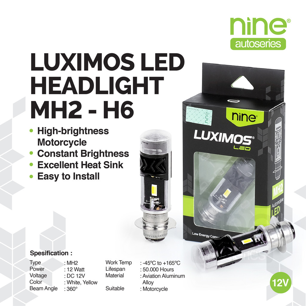 LUXIMOS Lampu Depan Motor Bebek 12W DC H6 Beat Mio Karbu Supra Super Terang MH2 - NINE AUTOSERIES Harga 54,900 rupiah*Gratis Ongkir