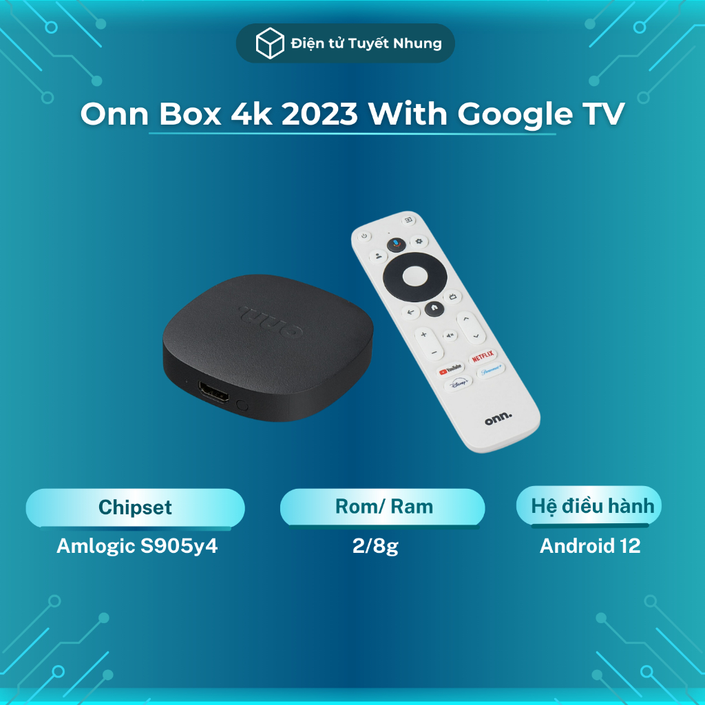 Onn Box 4k 2023, Có Netflix, Truyền Hình, Bóng Đá Free - Android Box Google TV 12, TV Box Lỗi 1 Đổi 1 12 Tháng