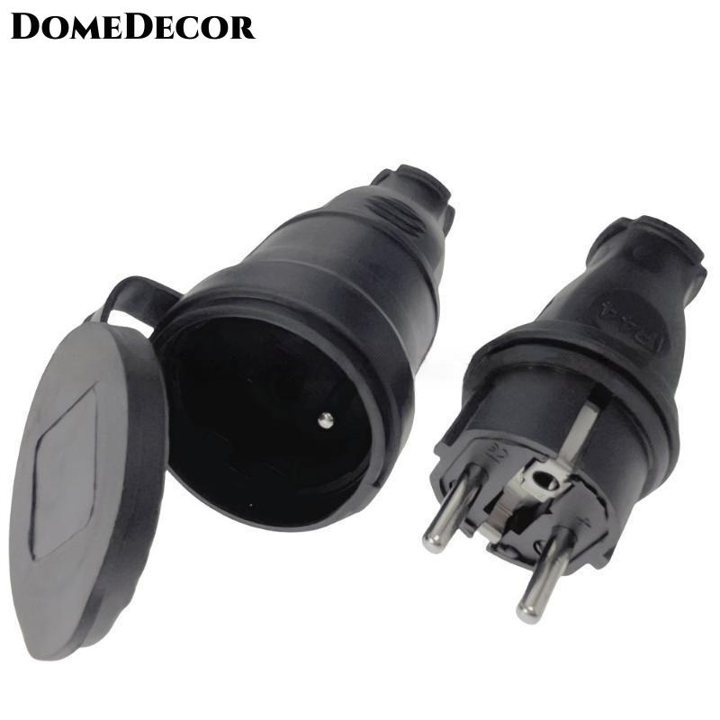 DomeDecor ปลั๊กไฟฟ้ายุโรปลงกราวนด์ยางกันน้ำ16A สหภาพยุโรปทนทานสำหรับการเข้าถึงพลังงานกลางแจ้งแคมป์ ราคา  75 บาท*ส่งฟรี
