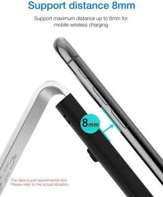 Bestand Qi Wireless Charger, Wireless Charging Stand & Holder Compatible with iPhone 11/11 Pro/XR/XS Max/XS/X/8/8 Plus/, Samsung Galaxy S10/S9/S9+, Silver