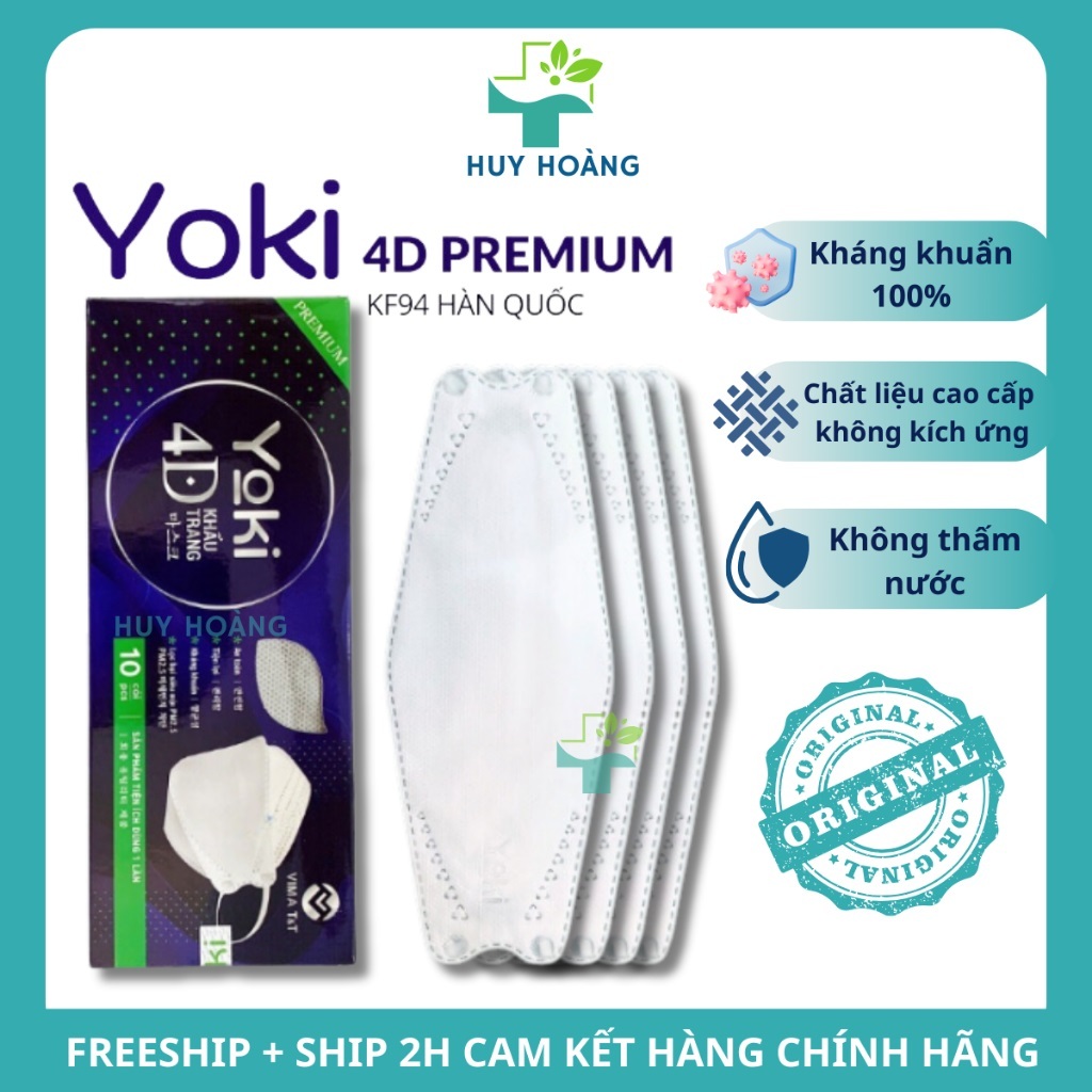 [500 Cái] Khẩu Trang KF94 YOKI Premium 4 Lớp Kháng Khuẩn Kiểu Dáng 4D Hàn Quốc Cao Cấp Chính Hãng