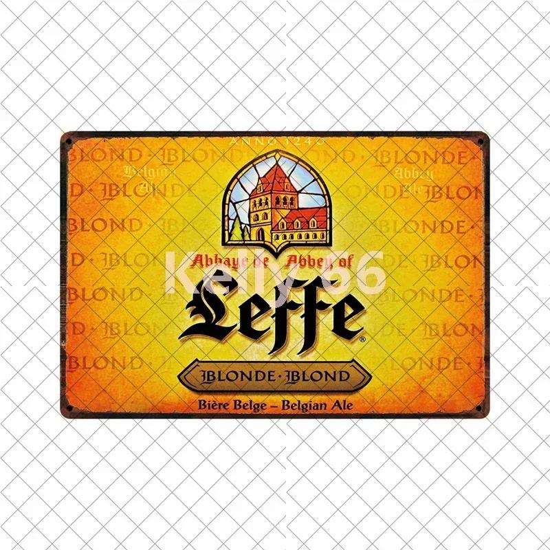 Biển Kim Loại Bia Bỉ Cổ Điển - Leffe Duvel Blond Affligem - Trang Trí Tường Quán Bar & Phòng Cách - 