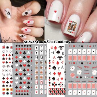 Sticker Lụa Nổi 5D | Bài Tây Mới 2024 | Hình Dán Móng Tay