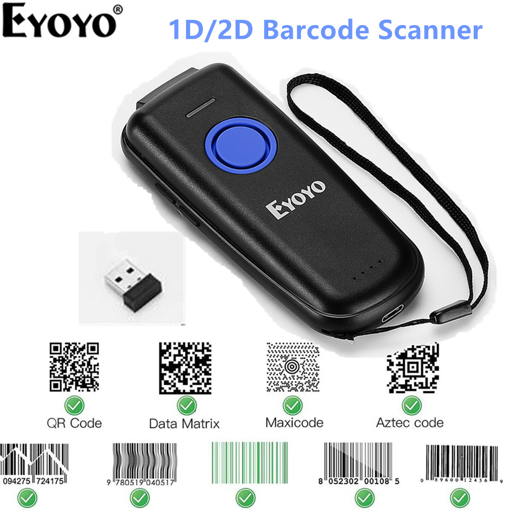 Eyoyo EY-023 QR Code Scanner Bluetooth Portable 2D Bar Code Scanner Compatible USB 2.4GHz Wireless Bluetooth Barcode Reader ราคา 999 บาท*ส่งฟรี