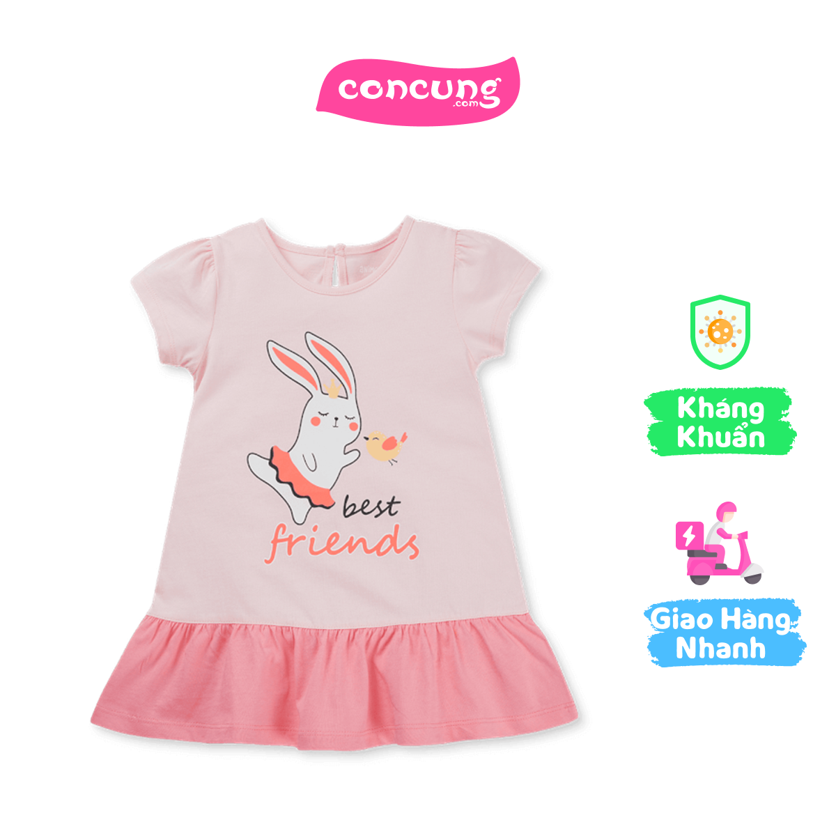 Đầm bé gái Animo Easy LU0325016 (4Y,Hồng đào,TT02)