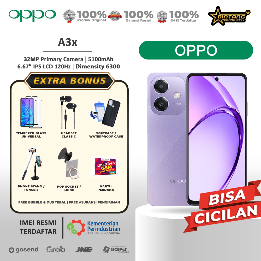 Oppo A3X Ram 6/128Gb Ram 4/128Gb Ram 4/64Gb Official Warranty Giá 1,398,000 Đồng*Miễn phí vận chuyển