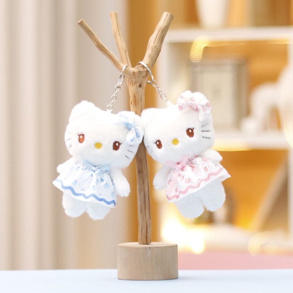 AVAILS Hello Kitty Móc khóa hello kitty Hoạt hình Vải nhung lông Móc chìa khóa xe hơi Bền dây chuyền