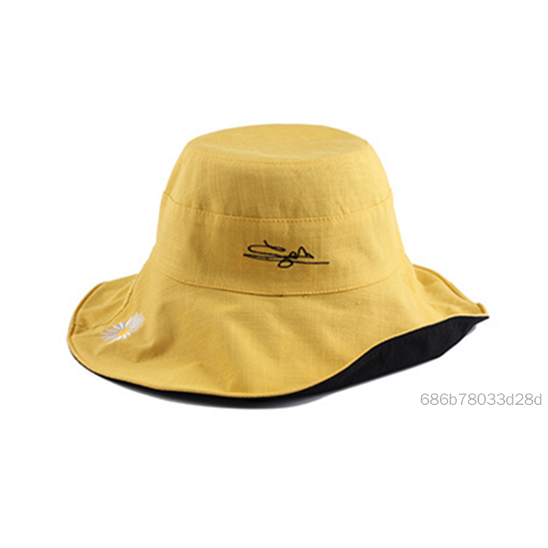 Phụ nữ rộng vành đai chống nắng cotton vải mũ bãi biển mũ ngư dân mũ bảo vệ mặt trời hai mặt TF-Hom-VN