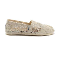 【Big-Sales】 100% TOMS lazy solid color canvas lace women casual flat shoes beige 35-40
