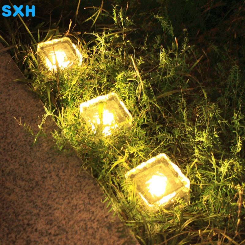 SXH  Outdoor Solar Lamp Waterproof Courtyard Landscape Decoration Ice-Cream Brick Lamp Glass Floor Tile Square Underground Lamp Garden Lamp