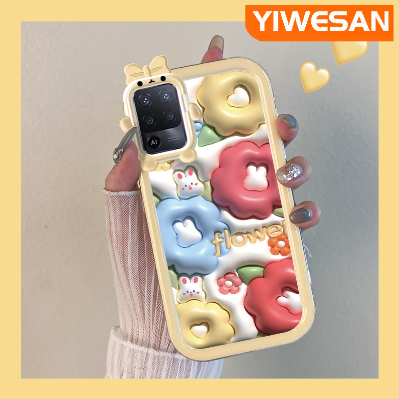 Yiwesan ốp cho OPPO A94 4G F19 Pro Reno 5F Reno 5 Lite ốp lưng hoạt hình 3D dễ thương kem họa tiết hoa trong suốt ốp điện thoại con quỷ nhỏ ống kính máy ảnh bảo vệ ốp chống sốc mới silicone rõ ràng vỏ mềm