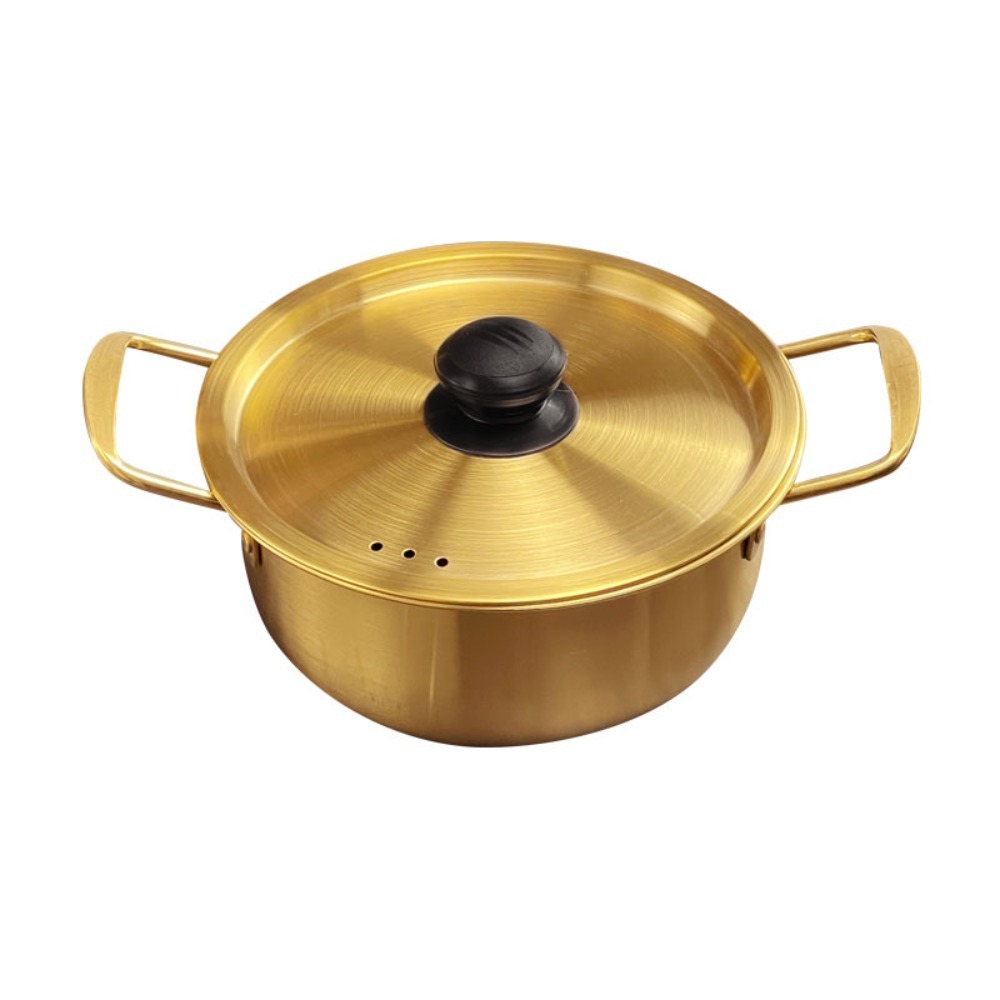 DOUBLEL Thép không gỉ Nồi Ramen Tay cầm đôi Hàn Quốc Nồi nấu mì Đa chức năng Không thể phá vỡ Nồi súp Cắm Trại - 2