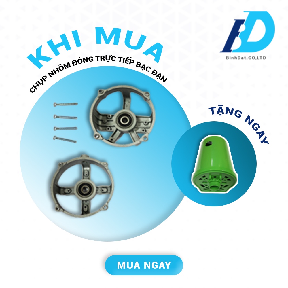 Chụp nhôm không răng đóng trực tiếp bạc đạn (Không Cần Dùng Sơ Mi)