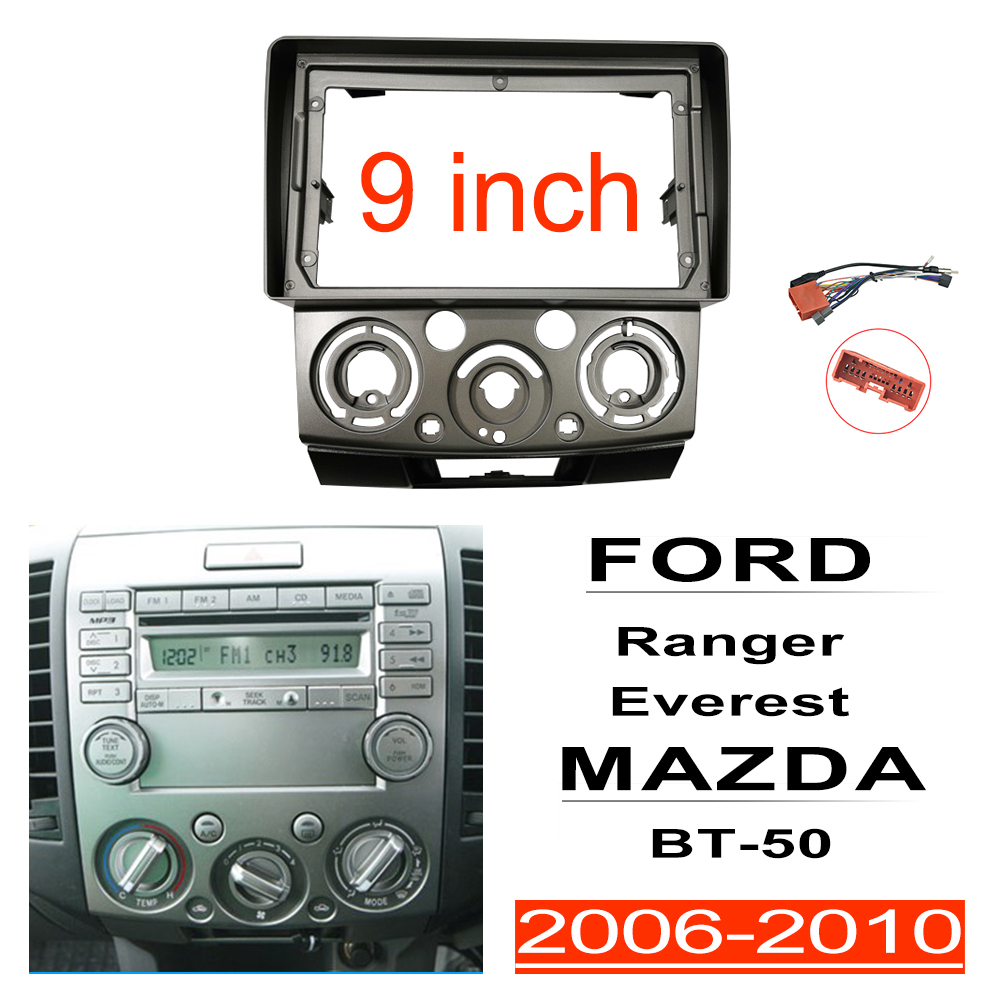 Honxun 2din stereo center panel radio frame for Ford Ranger Everest MAZDA BT50 2006-2010 9 inch car android head unit dash mounting kits player screen digital bracket facia plate ราคา 560 บาท*ส่งฟรี