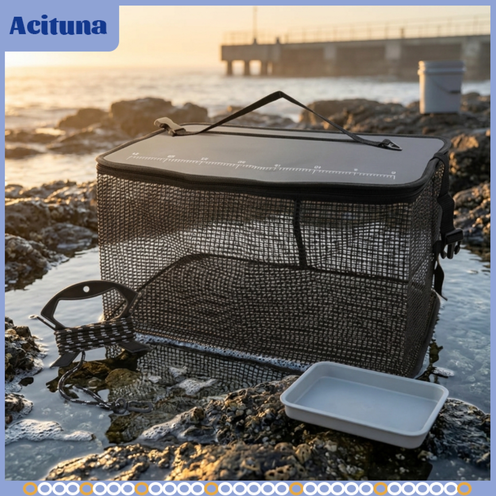 Acituna Zippered Floating Keep Net with Zipper Lightweight Catch Keep Net with Strap Portable Compact for Fishermen ราคา 12,949 บาท*ส่งฟรี