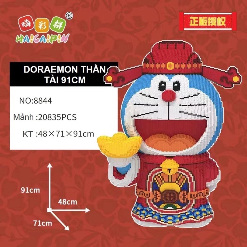 [ Hot ] lắp ráp DORAEMON THẦN TÀI- Lego Doraemon thần tài size 91cm- 40cm