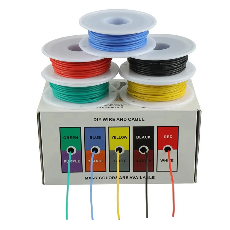 Flexible 22AWG Electric Wire Silicone Wires 22 Gauge Stranded Tinned Copper Wire 5 Colors 32.8ft/10m