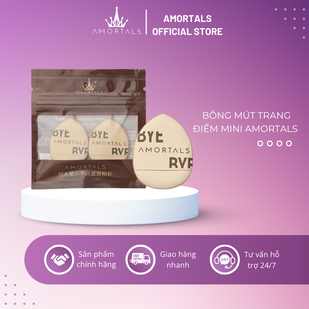 Bông mút phấn trang điểm amortals mini ngón tay hình quả trứng mềm mại giúp đánh kem che khuyết điểm, kem nền và cushion