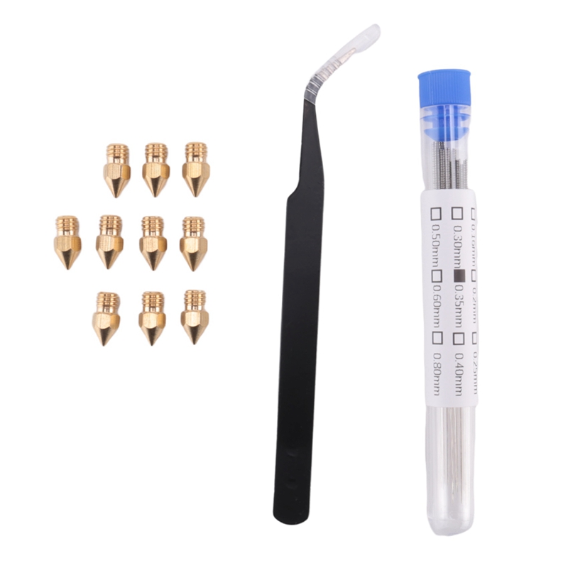 (FIWG) 21 Pieces 3D Printer Nozzle and Cleaning Kit 0.4 Mm Mk8 Nozzles 0.4 Mm Needles and 1 Pack Twe