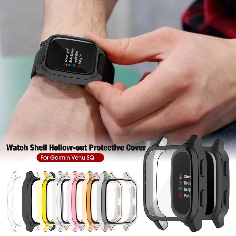 EMERRY TPU Chống sốc Vỏ hộp mạ điện Chóng trầy Bảo vệ màn hình Bumper Protector Vỏ bảo vệ đồng hồ Khung Bumper Shell cho Garmin Venu SQ Cover