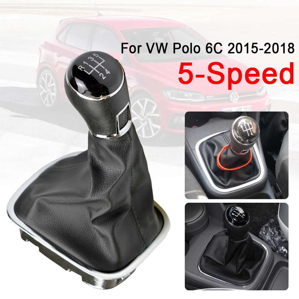Đối với VW Volkswagen Polo 6C 2015 2016 2017 2018 Đen mới da núm cần sang số ống bọc bìa trường hợp phụ kiện phong cách ô tô