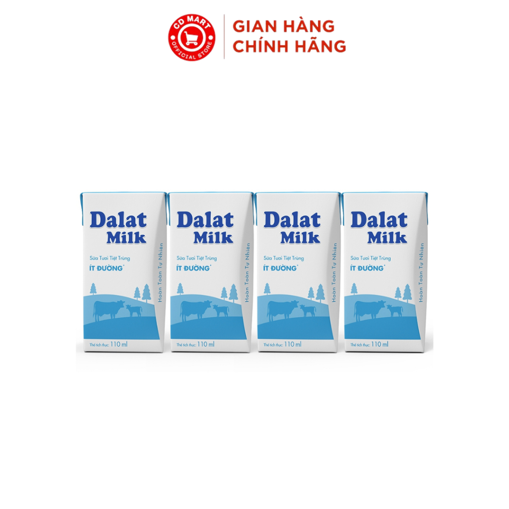 Thùng 48 hộp Sữa Tươi Tiệt Trùng Dalatmilk Ít Đường (110ml)