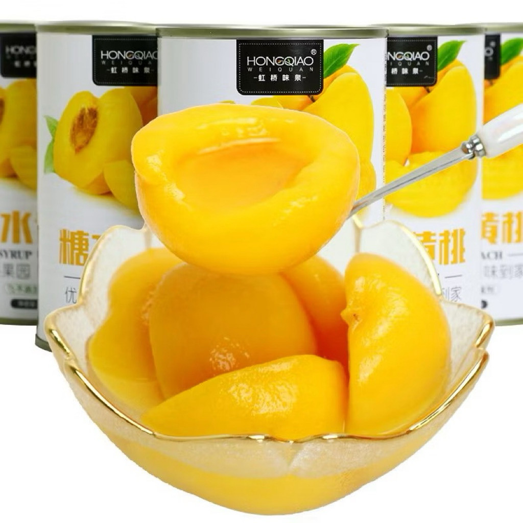 1 hộp Đào ngâm Hồng Kiều (HongQiao) 425gr/lon - giòn thơm pha nước